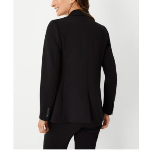 NEW ANN TAYLOR $198 BLACK DOUBLE KNIT TWO BUTTON BLAZER  Black 8 - Picture 5 of 5